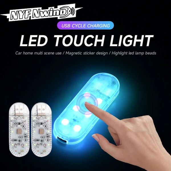 Novo led carro mini luz de toque carregamento usb portátil teto teto leitura lâmpada noite decoração magnética sem fio ambinet luz