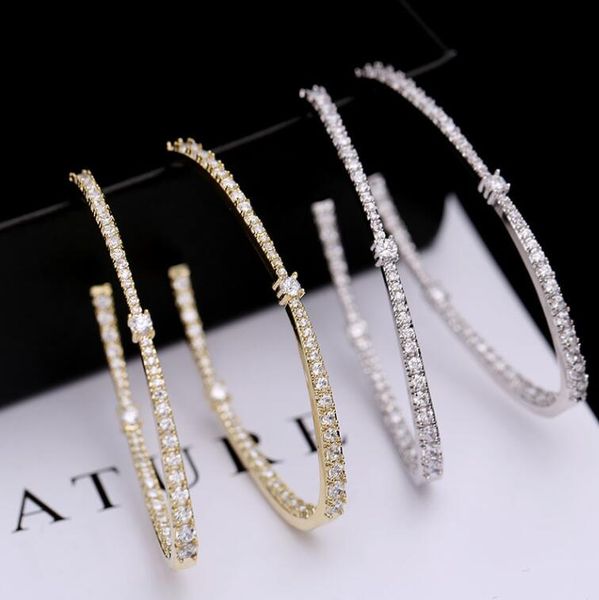 Choucong brincos de clipe feitos à mão joias de luxo 925 prata esterlina branco safira cz diamante zircão festa feminina casamento grandes earbobs para presente de amante