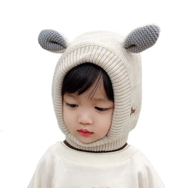 Beanie / Skull Caps Doit Baby Chapéus 1-4 Anos Meninos Meninas Bonnet Inverno Quente Engrosse Chapéus Crianças Infantil Orelhas Bonitas Chapéus de Malha para Criança Earflap Beanie 231208