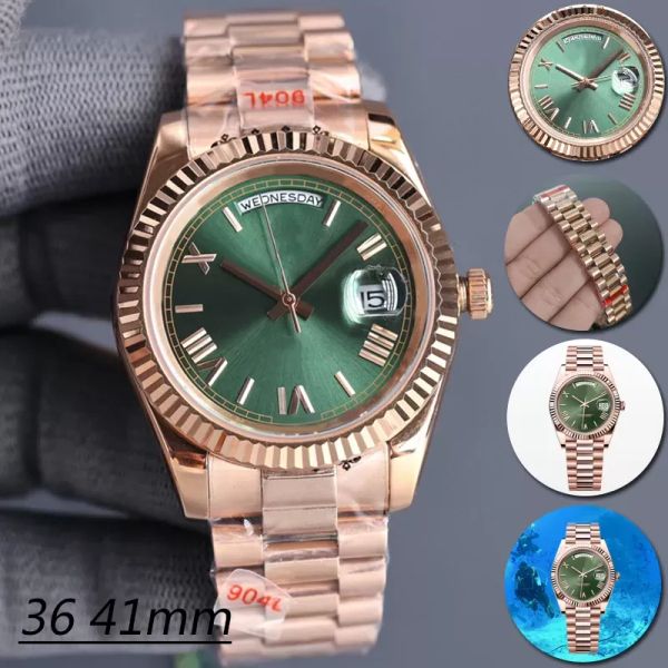 giorno orologi da uomo macchina automatica 40mm signora 36mm donna cinturino in acciaio inossidabile oro 904L zaffiro con diamante ST9 fibbia pieghevole nascosta impermeabile Dhg q6FR #