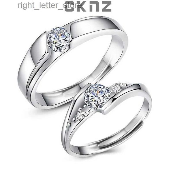 Com pedras laterais certificadas reais 0,5 ct Moissanite diamante esterlina 925 anéis de prata para amantes casal Mountain Alliance Pledge joias CKNZ YQ231209