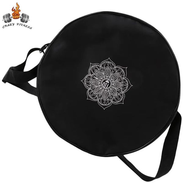 Cerchi per yoga Borsa per ruote per yoga Borsa per cerchi per yoga in nylon nero Mandala Flower Borsa per cerchi per yoga di grande capacità Doppia cerniera Zaino per ruote per pilates Borsa sportiva per fitness 231208