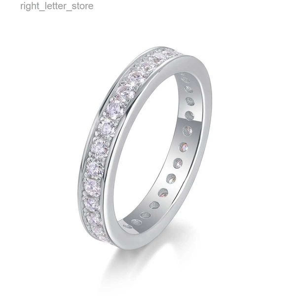 Met Zijstenen GJWJ 2MM D Kleur Moissanite Diamant Zilver Originele Bruiloft Verlovingsring Party Gift Fijne Sieraden voor Vrouw YQ231209