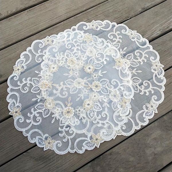 Tapete de mesa bordado placemats almofada de renda crochê doilies copo coster caneca porta-copos jantar 42cm redondo placemat kitchen261s