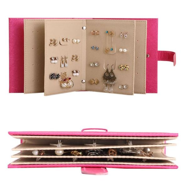 Organizzatori di trucco in pelle PU Portatili Moda Donna Orecchini Collezione Collana Gioielli Libro Display Box Accessori organizzatore Wh9436385