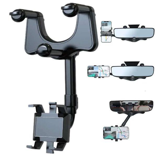 Nuovo supporto per telefono per auto girevole e retrattile con clip universale Specchietto retrovisore Staffa per registratore di guida Supporto per telefono cellulare GPS