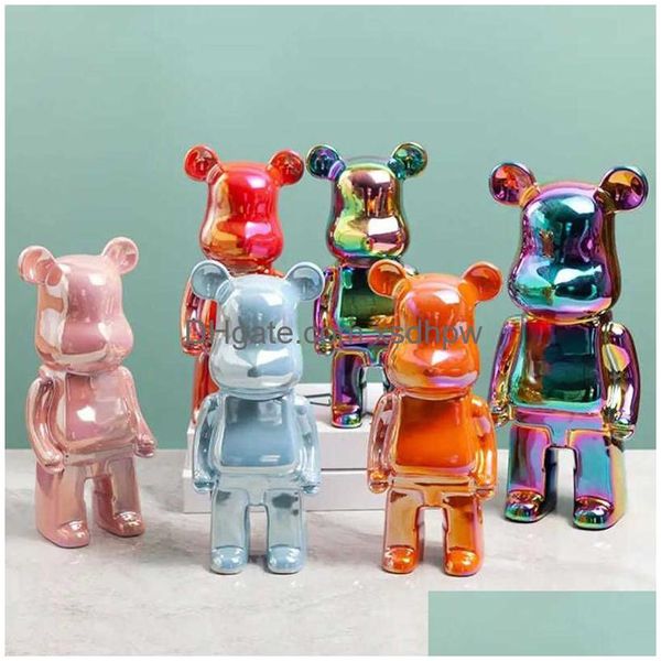 Novità Giochi Nodic Home Decor Bearbricklys 28Cm 400% Statua Violenza Orso Scpture Figura Ornamenti Figurine Decorative Scrivania Decora Dhdqv