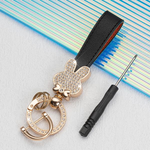 Kreativer Diamant-Kaninchen-Schlüsselanhänger für Männer und Frauen, exquisiter schöner Taschenanhänger, schönes Party-Geschenk, schwarzer Auto-Schlüsselanhänger