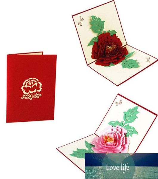 Biglietti d'auguri 3D Up artigianali Peonia Compleanno San Valentino Fiore Festa della mamma Biglietto d'invito natalizio Design esperto di fabbrica Q2498680