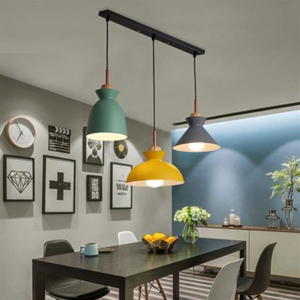 Conjunto de 3 luzes da lâmpada mesa jantar macaroon colorido led moderno luminária hanglamp para cozinha ilha teto sala lighting242h