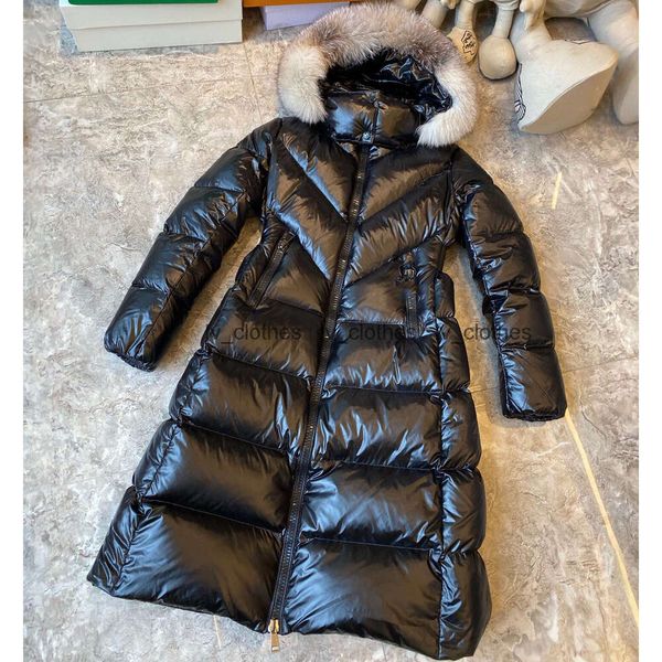 2023 Cappotto invernale da donna piumino lungo parka distintivo ricamato collo in pelliccia di volpe con cappuccio piumino da donna caldo piumino in piuma d'oca