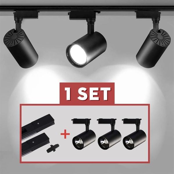 Set completo Lampada da binario a LED COB Lampada da binario 12W 20W 30W 40W Illuminazione su binario Faretti a soffitto Apparecchi per negozio di abbigliamento Casa 220V219W