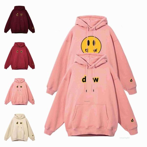 Erkek Hoodies Sweatshirts Erkekler Tasarımcı Drews House yakışıklı küçük sarı retro gülen yüz mektupları baskı tişört bahar trend uzun kollu yüksek cadde hoode7