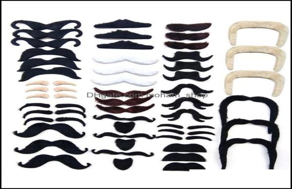 Decoração de festa 48pcs traje engraçado pirata bigode cosplay falso bigode barba para crianças adt hal8753025