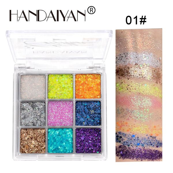 Paleta de sombras com injeções de glitter, sombra única prensada, diamante, cor arco-íris, maquiagem cosmética, paleta magnética de sombras