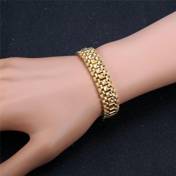 Braccialetti a catena manuale grosso maschio bijoux all'ingrosso 14k a catena in oro giallo Bracciale per uomo gioiello pulseira mascolina