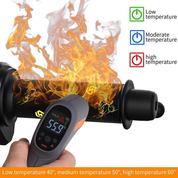 Novo 12v à prova dwaterproof água controle de temperatura inteligente três velocidades ajustável motocicleta alça de aquecimento capa pode ser colado repetidamente