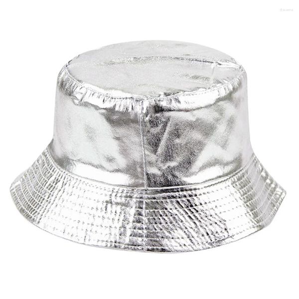 Berets Sommer Eimer Hut Damen Wide Beach Floppy Sun UV Cap Fisherman Hats Shield Für Outdoor Silber Damen