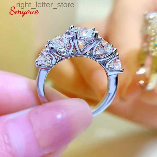 С боковыми камнями Smyoue с родиевым покрытием 3.6CTTW, обручальные кольца с полным муассанитом для женщин, стерлинговое серебро S925, блестящее лабораторное кольцо с бриллиантами, подарок GRA YQ231209