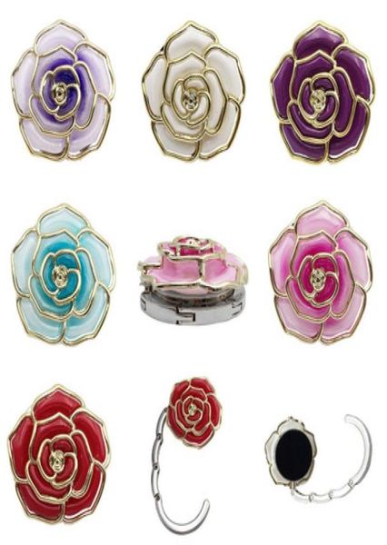 Metallaufhänger in Rosenform, faltbarer Taschen-Geldbörsenhaken, tragbarer Rosen-Tischhaken für Taschen, kreativer Schreibtischaufhänger für mehrere Taschen EEA4451148005