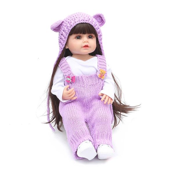 Bambole 55 CM Bambole Reborn Capelli Lunghi Realistica Principessa Corpo Completo in Silicone con Vestiti Neonata Morbido Bambino Bebe Regalo di Compleanno Giocattolo 231208