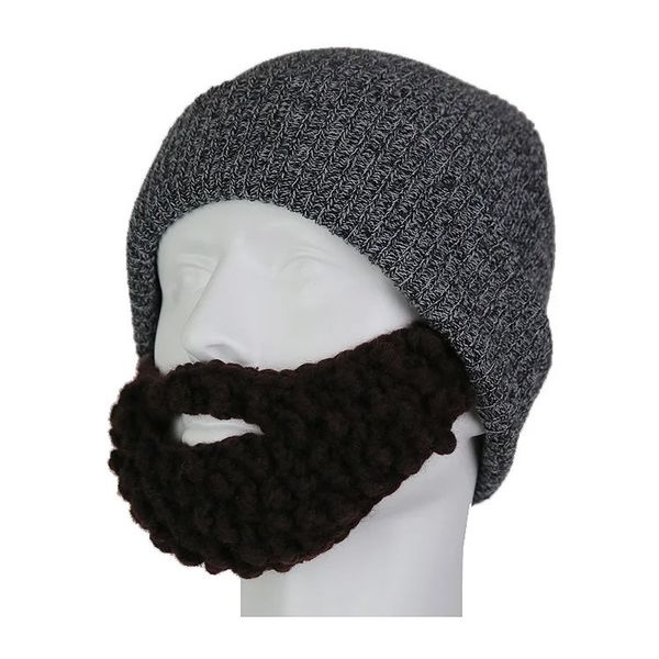 Beanie/Totenkopfkappen Unisex Wacky Beard Hat Knit Funny Beanie Halloween Cap Windmaske Warmer Winter Gestrickte Beanie Caps Skimütze 231208