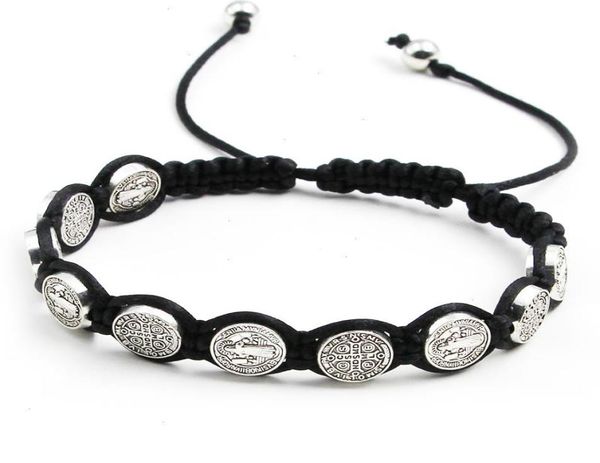 Handgefertigtes St. Benedict Stränge-Medaillen-Armband, geflochtener Rosenkranz, Münze, Perlen, Kreuz, klassische Gebetsarmbänder, religiöser katholischer Schmuck8952036