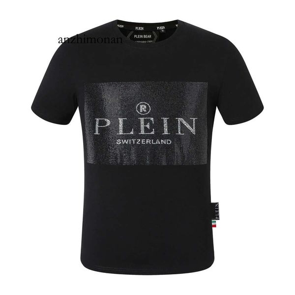 Designer Philipps Pleins Herren schlichtes T-Shirt SHIRT BEAR Designer-T-Shirts Phillip T Herren Designer-Markenkleidung Strass PP Totenkopf Herren T-Shirt rund NE 716