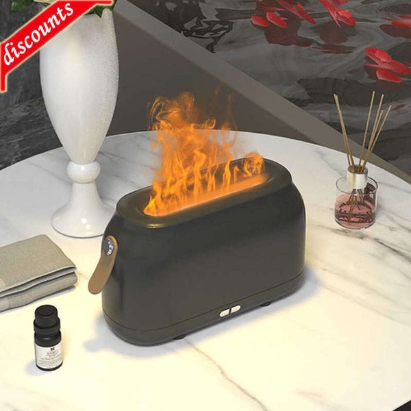 Aggiornamento Diffusore di aroma portatile Simulazione Fiamma Umidificatore ad ultrasuoni USB Home Office Umidificatore Aromaterapia Lampada a fiamma Diffusore