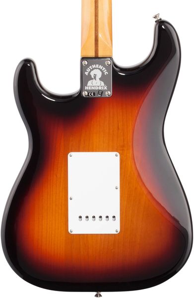 Disponibile anni '70 Jimi Hendrix 3 Tone Sunburst Chitarra elettrica Speciale manico inciso Piastra manico in acero Tastiera Dot Inlay Accordatori vintage