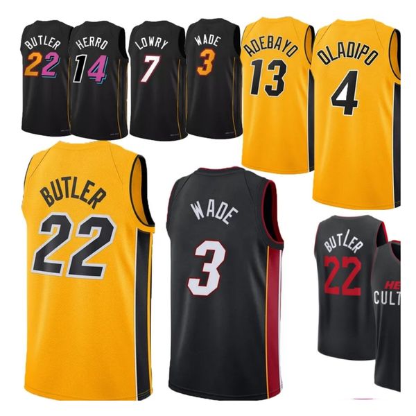 Mens Miamis Basketball Jersey Jimmy Butler Crianças Dwayne Dwyane Wade Tyler Herro 22 3 14 Kyle Lowry Bam Adebayo Duncan Robinson 7 13 Juventude Jersey