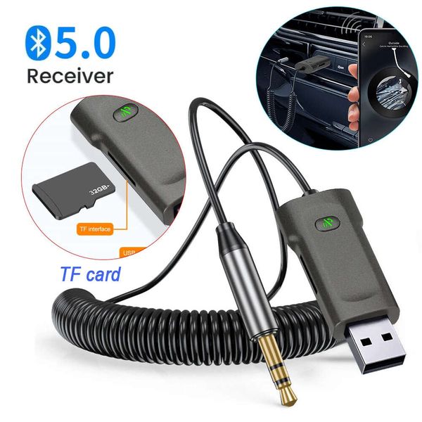 Nuovo adattatore audio Bluetooth 5.3 Ricevitore Bluetooth AUX per auto senza fili Adattatore vivavoce per scheda TF da USB a jack da 3,5 mm per altoparlante per auto