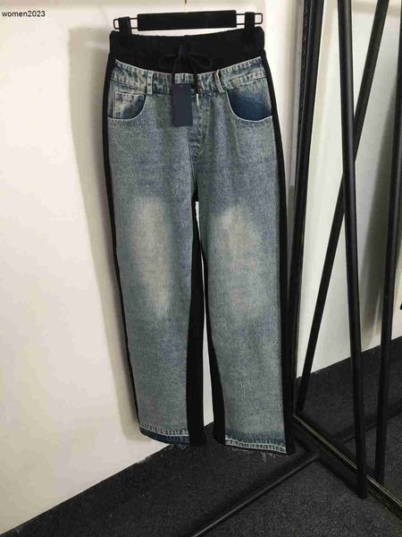 Designer mulheres jeans marca roupas senhoras calças meninas desenhar corda cintura alta tubo reto calças jeans dez 07