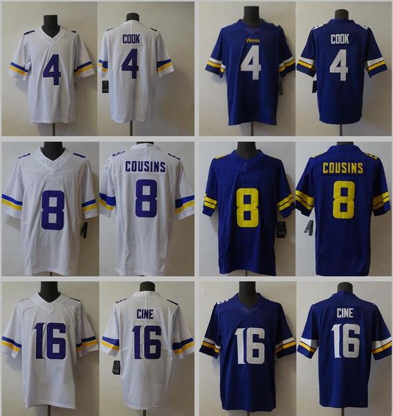 16 Lewis Cine Costurado Futebol Jerseys Justin Jefferson Dalvin Cook Adam Thielen 8 Cousins Homens Mulheres Juventude S-3XL Verde Branco Home Away Jersey