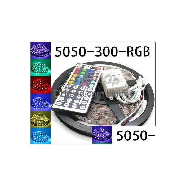 Светодиодные ленты 5M Гибкая лента RGB 16 футов 5050 Smd 300 светодиодов с 44-клавишным ИК-пультом дистанционного управления Прямая доставка Светильники Освещение для праздников Dhxsr