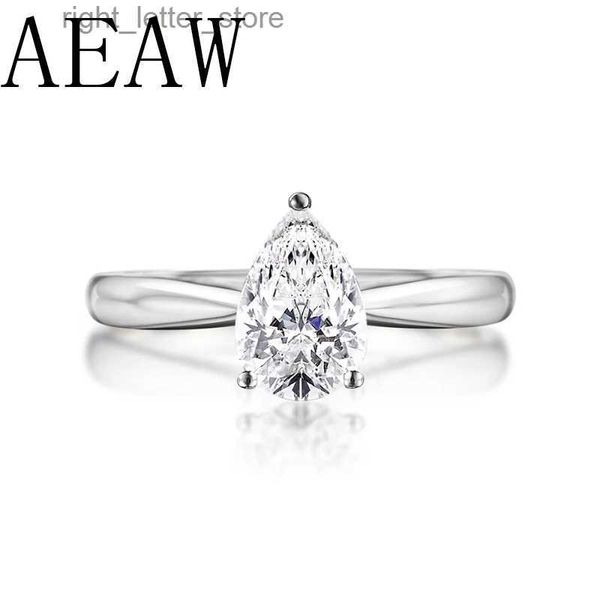 Con pietre laterali AEAW 0,5 ct taglio a pera per sempre brillante anello di fidanzamento con moissanite 925 nastro unico anello nuziale con moissanite per le donne YQ231209