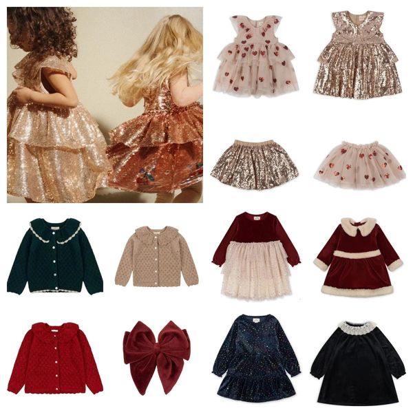 Meninas Vestidos Pré-venda Natal KS Crianças Princesa Vestido Inverno Criança Bebê Bonito Amor Lantejoula Partido Saia Outfits Sweater 231208