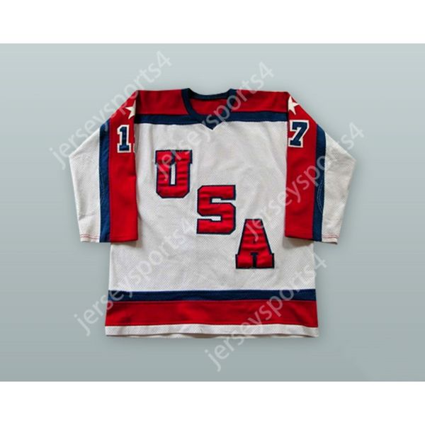 Personalizado 1983-84 SCOTT BJUGSTAD 17 EUA BRANCO HÓQUEI JERSEY NOVO Top Costurado S-M-L-XL-XXL-3XL-4XL-5XL-6XL