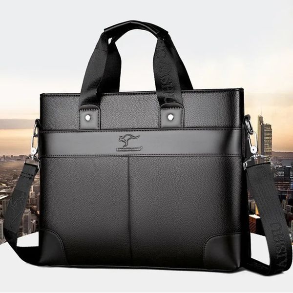 Портфели, повседневные деловые мужские портфели, большая вместительная сумка через плечо, кожаная мужская сумка, офисный ноутбук 231208