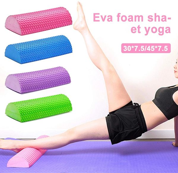 Blocos de ioga EVA Yoga Bloco meio redondo rolo de espuma de massagem 30/45cm semi-circular eixo de espuma yoga pilates travesseiro de massagem portátil 231208