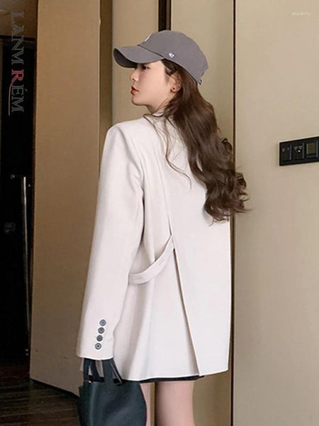 Ternos femininos lanmrem coreano designer blazer casaco para mulher único botão mangas compridas cor sólida casacos roupas femininas 2023 2ya1152