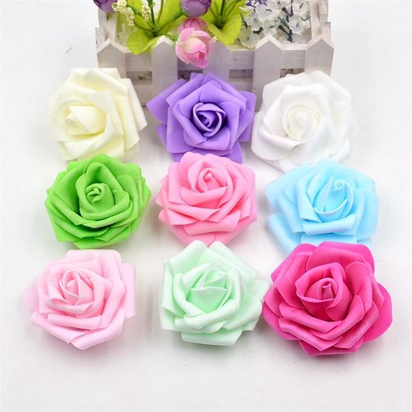 100 pz 7 cm fiore artificiale di alta qualità in schiuma rosa fiori fatti a mano decorazione di nozze appunti fai da te Puff273Z