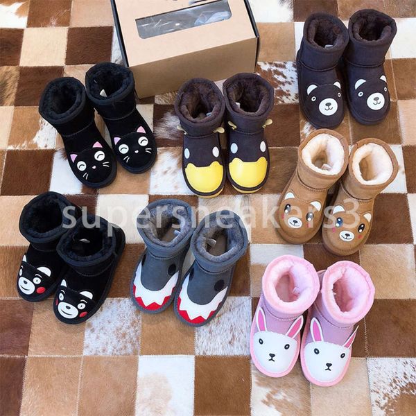 Designer criança botas chesut pele slides pele de carneiro shearling mules ultra mini plataforma sapatos camurça conforto queda tamanho 21-35 crianças