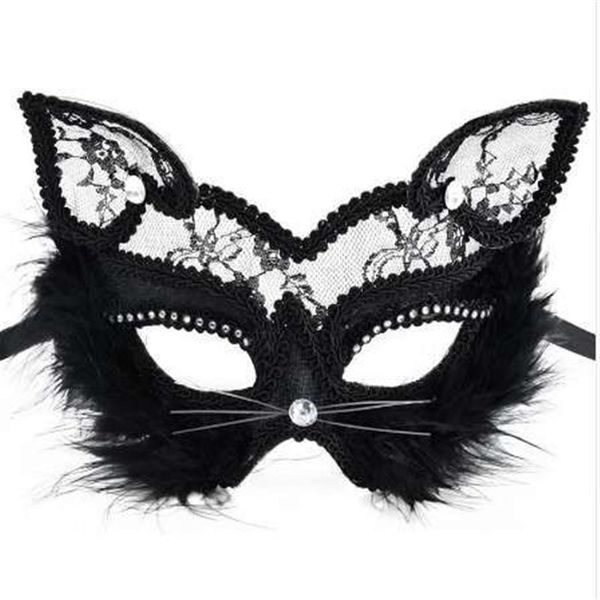 19 8 cm Máscaras de Raposa Sexy Lace Máscara de Gato PVC Preto Branco Mulheres Venetian Masquerade Ball Party Máscara QERFORMANCE Fun Masks248L