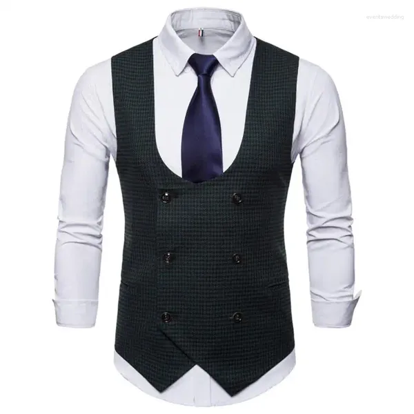 Coletes masculinos 2023 Business Casual Colete Britânico Juventude U-pescoço Slim Fit