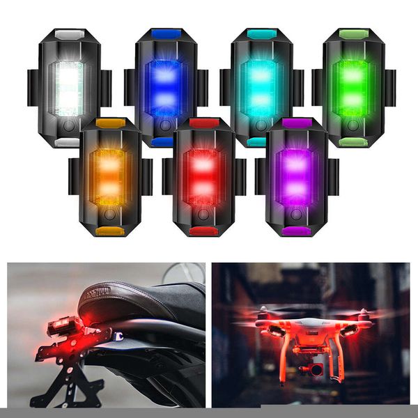 Araba Yeni Universal Led Uçak Flaşları Işıkları Motosiklet USB Şarjı ile Motosiklet Anti-Çarpışma Uyarı Işığı 7 Renk Sinyal Göstergesini Turn