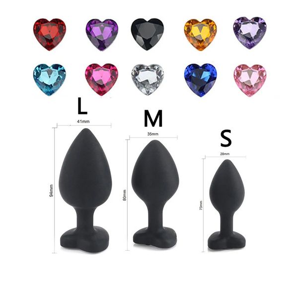 Brinquedos anais SMLsize em forma de coração preto silicone anal plug brinquedos adultos para homens mulheres instrutor anal para casais brinquedos sexuais silicone butt plug 231208