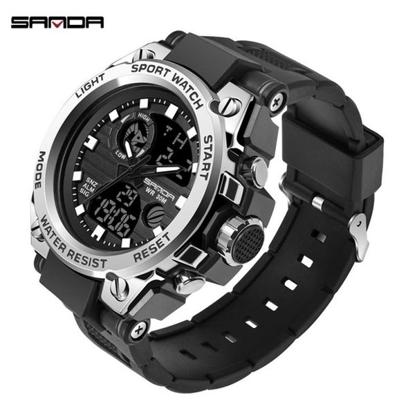 SANDA Orologi da uomo Orologio sportivo nero LED Digital 3ATM Orologi militari impermeabili S THOCK Orologio maschile relógios masculino 2102879