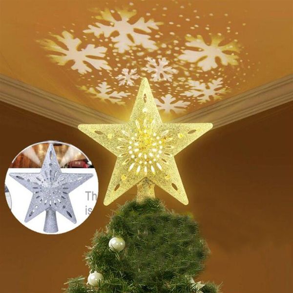 Luce natalizia LED Luce notturna Meteora Stella a cinque punte Lampada Albero Topper Decor EU USA UK Spina 220V Per Natale Atmosfera Lighting331r