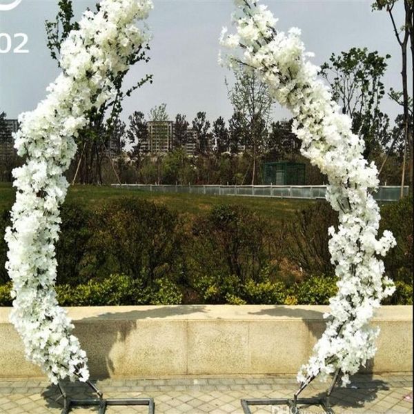 2 5M fiore di ciliegio artificiale porta ad arco strada piombo arco di luna fiore archi di ciliegio mensola decorazione quadrata per la festa nuziale fondale273m